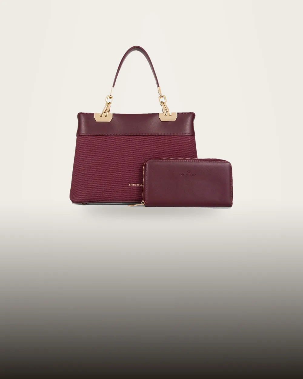 Burgundy leather executive tote with matching wallet