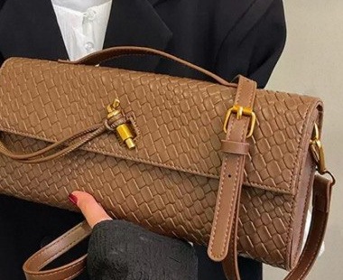 Btega Veneta Andiamo Woven Leather East-West Baguette