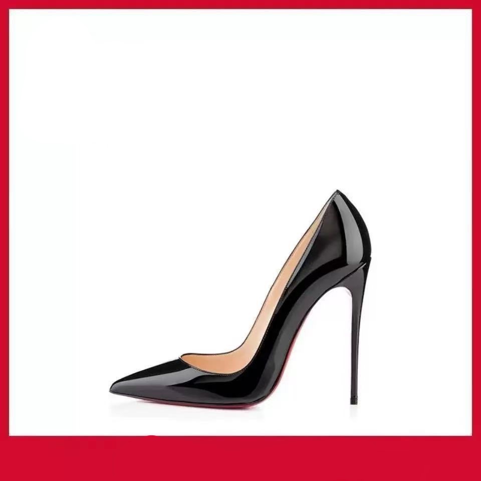 Christian Louboutin Style Red Sole Minimalist Ankle Strap Stilettos