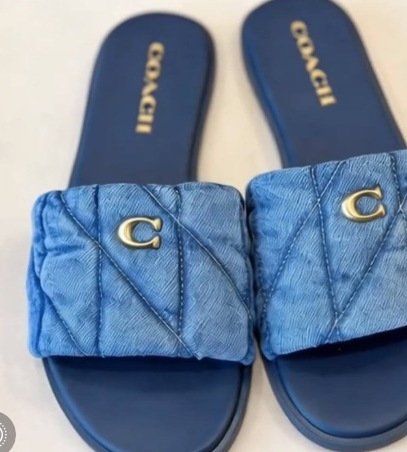 Coach Quilted Denim Slide Sandal