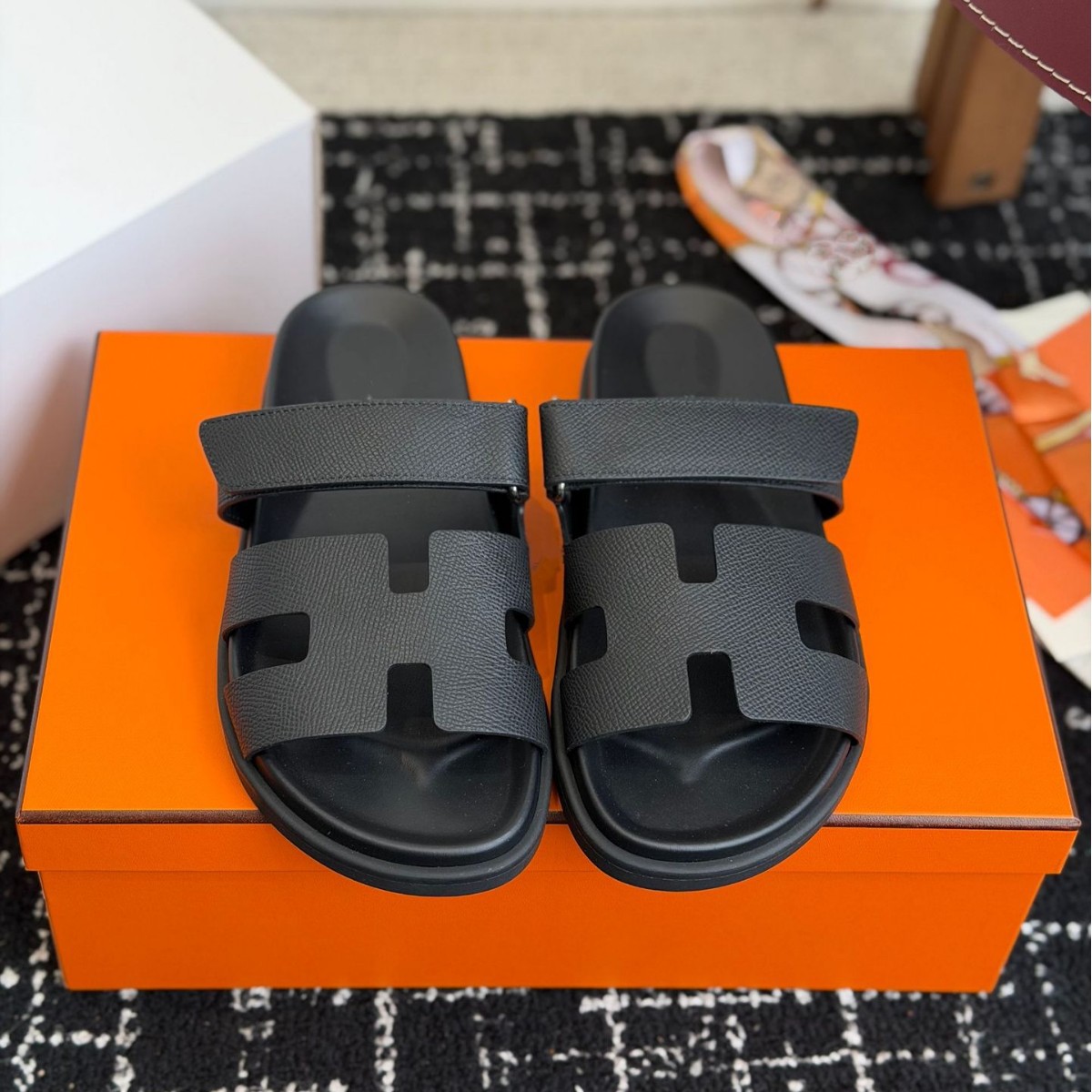 Coach Signature Jacquard & Platform Leather Slides