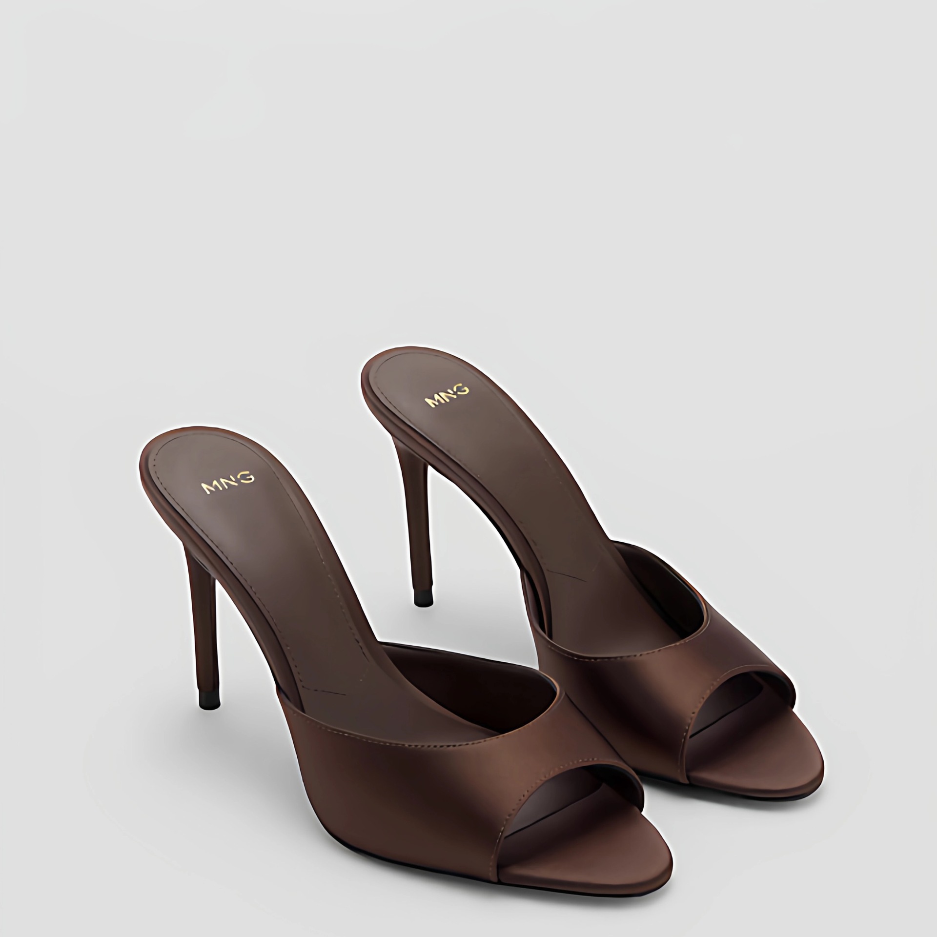 MNG Satin Open-Toe Ankle-Wrap Stiletto Sandals