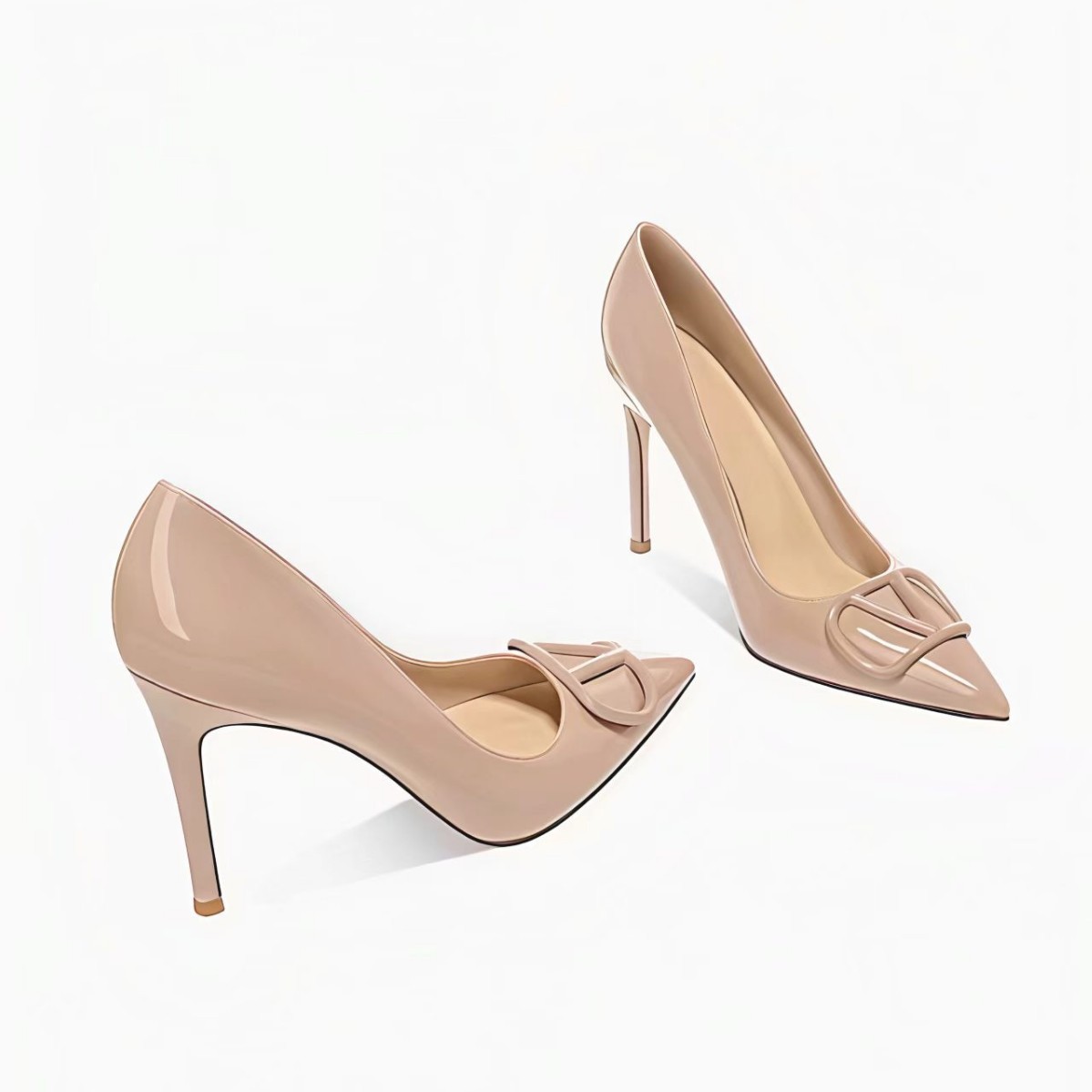 V-Family Pointed-Toe Nude & Noir Luxury Stiletto Pumps